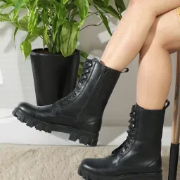 elle Women Mid-Calf Length Lace-Up Boots image 4