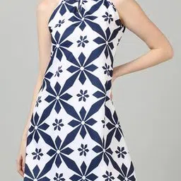 Shein Halter Keyhole Neck Geometric Print A-Line Dress-picture-10
