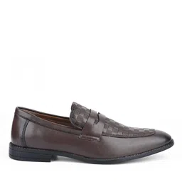 louis stitch Men Basket-Weave Pattern Penny Loafers image 4