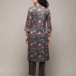 biba Women Floral Print Straight Kurta with Pants image 4