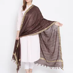 clora creation Tussar Dupatta with Tassels image 4