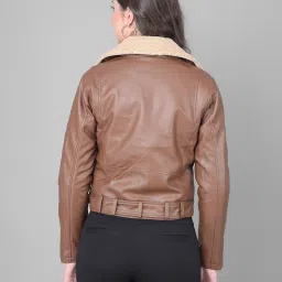 crimsoune club Women Biker Jacket with Belt image 4