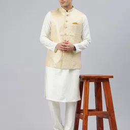 manthan Men Regular Fit Nehru Jacket image 4