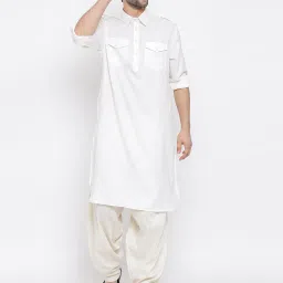 vastramay Long Kurta with Buttoned Patch Pockets image 4