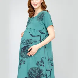 zeyo Women Floral Print Round-Neck Nightshirt image 4