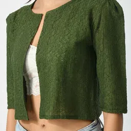 rayware Women Embroidered Front-Open Shrug with Bracelet Sleeves image 4