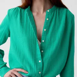 gap Solid Gauze Shirt with Chinese Collar image 4