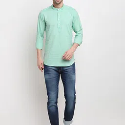 cross court Shirt Kurta with Mandarin Collar image 4
