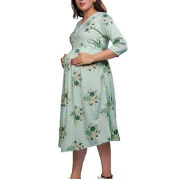mamma's maternity Leaf Print  A-line Dress image 4