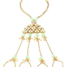karatcart Gold-Plated Pearl-Studded Hathphool image 4
