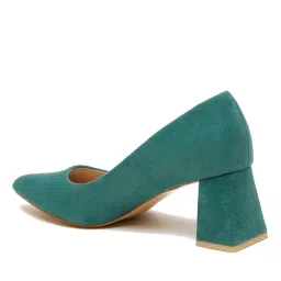 flat n heels Women Pointed-Toe Chunky Heeled Pumps image 4