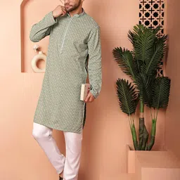 jompers Men Embroidered Regular Fit Long Kurta image 4