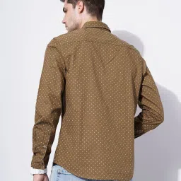 the indian garage co Men Micro Dot Print Slim Fit Shirt with Patch Pocket image 4