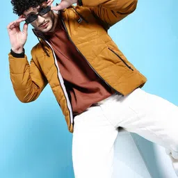 the indian garage co Men Regular Fit Hooded Puffer Jacket image 4