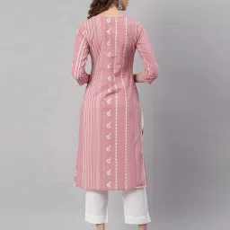 janasya Striped Straight Kurta image 4