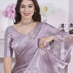 saree mall Women Saree with Contrast Embellished Border image 4