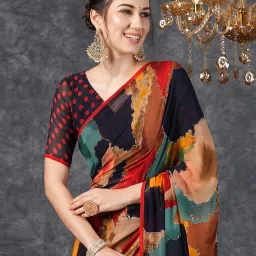 satrani Women Printed Georgette Saree image 4