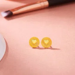 p n gadgil jewellers Women Yellow Gold Circle of Love Stud Earrings image 4