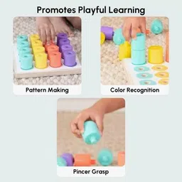 curious cub Montessori Stacking & Colour Matching Peg Board image 4