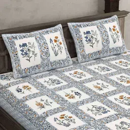 jaipur fabric 200 TC Floral Print Double Bedsheet with Pillow Covers image 4