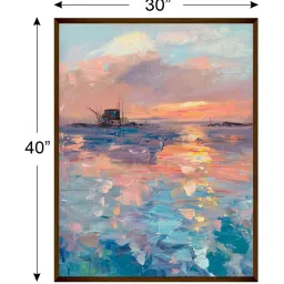 artsense Sunset in Sea Acrylic Canvas Painting 40" x 30" image 4