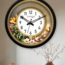 random Floral Print Round-Shape Plastic Wall Clock image 4