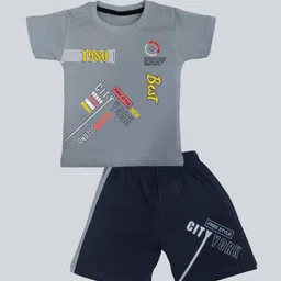 fashion grab Pack of 3 Typographic Print T-Shirt & Shorts Sets image 4