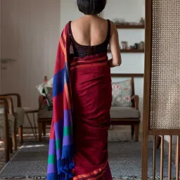 suta Colourblock Half-and-Half Saree with Tassels image 4