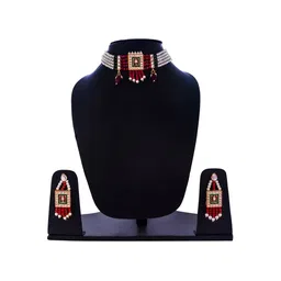 the pari Pearl-Beaded Necklace & Earrings Set image 4