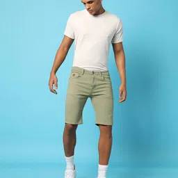 campus sutra Flat-Front Denim Shorts image 4