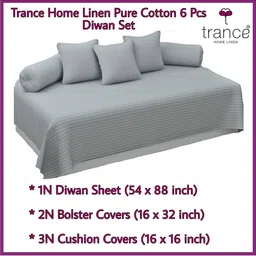 trance home linen Set of 6 Striped Cotton Diwan Set image 4