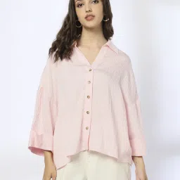 dnmx Women Seersucker Relaxed Fit Shirt image 1
