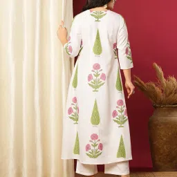 anni designer Women Floral Print A-Line Kurta Set image 4