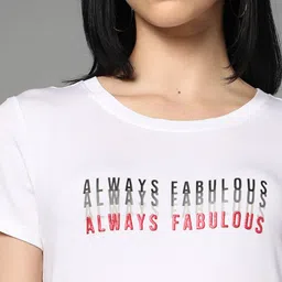 spykar Women Typographic Print Regular Fit Crew-Neck T-Shirt image 4