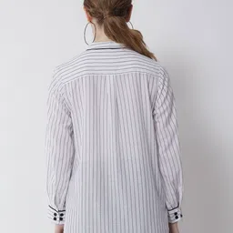 tulsattva Striped Shirt with Band Collar image 4