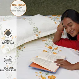 urban space 200 TC Floral Print King-Size Bedsheet with Pillow Covers image 4