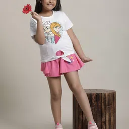 kidsville Girls Frozen Print Regular Fit Round-Neck T-Shirt image 4