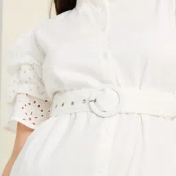 styli Women Schiffli Tiered Maxi Dress with Belt Detail image 4