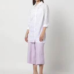 fyre rose Schiffli Oversized Cotton Tunic Shirt image 4