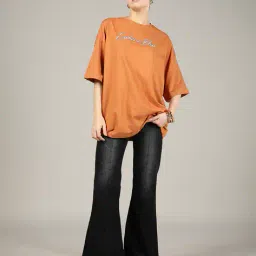 Shein Drop Shoulder Typographic Back & Chest Print Crew Tshirt image 4