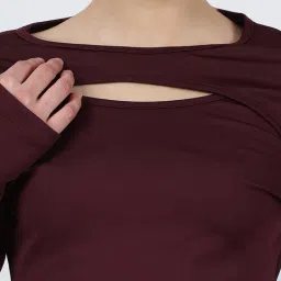 Shein Activewear Full Sleeve Front Cut-Out Overlap Fitted Crop Top image 4