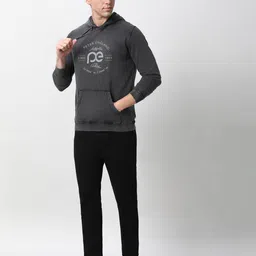 peter england Men Typographic Print Regular Fit Hoodie image 4