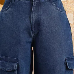 Shein Full Length High Rise Straight Fit Cargo Jeans image 4