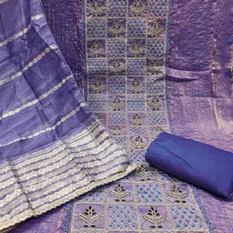 svaraa Women Embroidered 3-Piece Unstitched Dress Material image 4