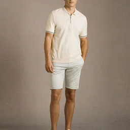 louis philippe Men Slim Fit Flat-Front Denim Shorts  image 4