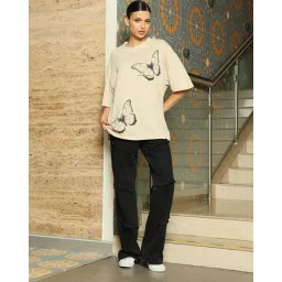 Shein Drop Shoulder Graphic Placement Print Crew Tshirt image 4