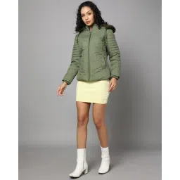 fort collins Women Regular Fit Zip-Front Bomber Jacket image 4