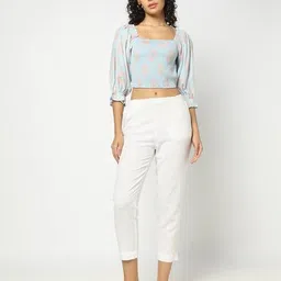 yousta Women Printed Smocked Top image 4