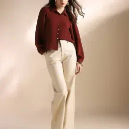 globus Women Regular Fit Top with Spread Collar image 4