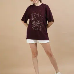 morse code Women Geometric Print Oversized Fit Round-Neck T-Shirt image 4